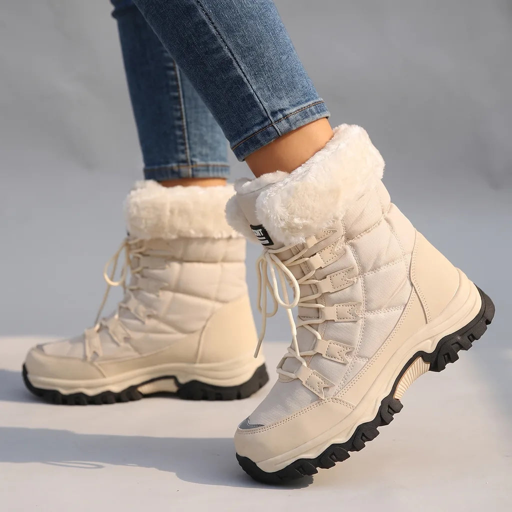 Rowena | Warm Waterproof Winter Snowboots - Color:Beige;Size:36