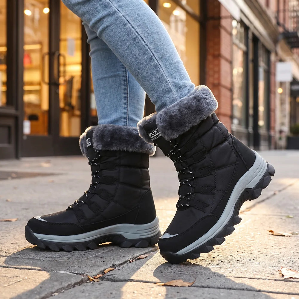 Women's Black Dean Mid Calf Snow Boots