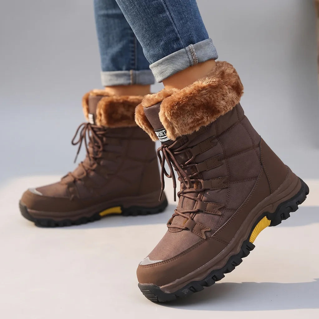 Rowena | Warm Waterproof Winter Snowboots - Color:Brown;Size:36
