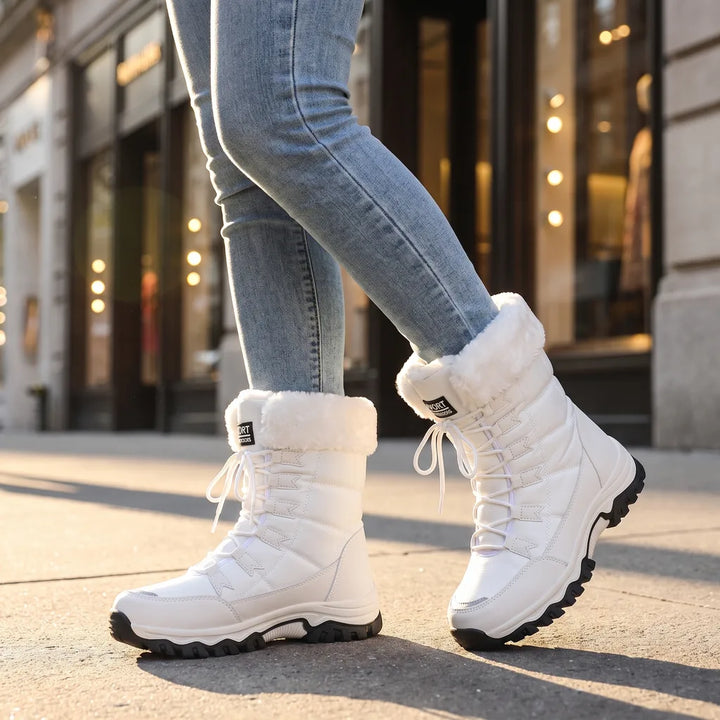 Women's White Dean Mid Calf Snow Boots