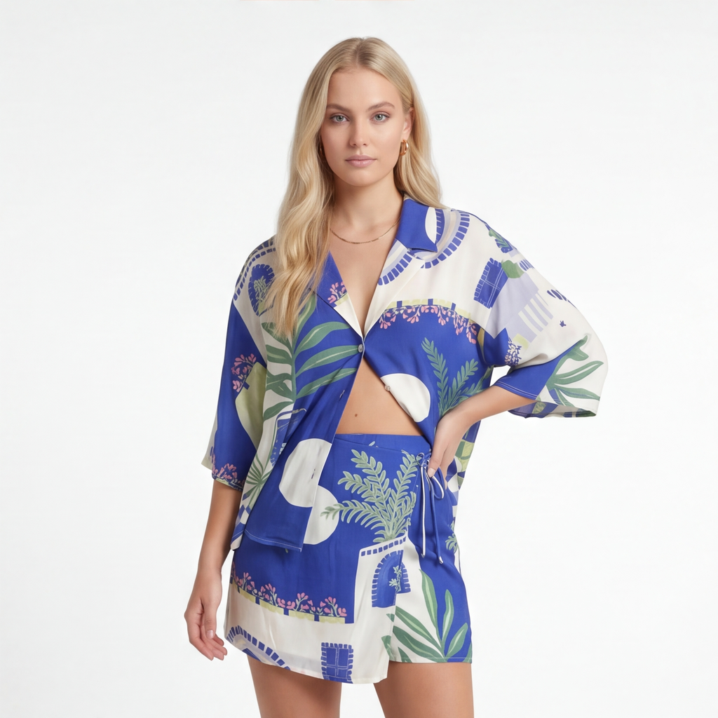 Royal Blue Sienna Miller Printed Set 4