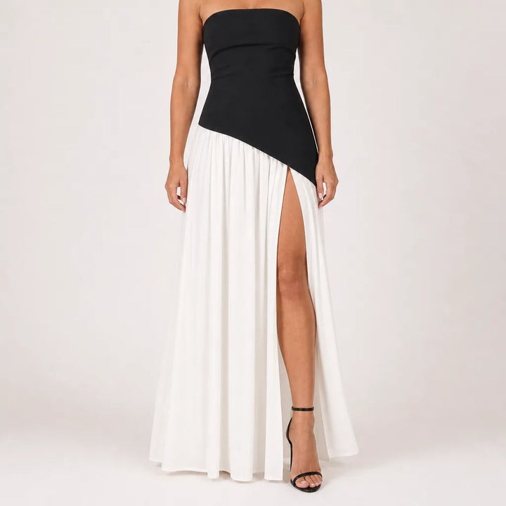 Ruby | Women's Fall Wedding Guest Dress - Color:Black and White;Size:XS