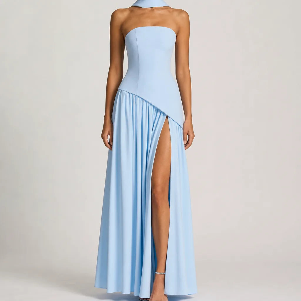 Ruby | Women's Fall Wedding Guest Dress - Color:Blue;Size:XS