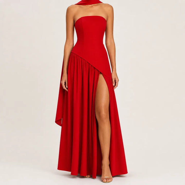 Ruby | Women's Fall Wedding Guest Dress - Color:Red;Size:XS