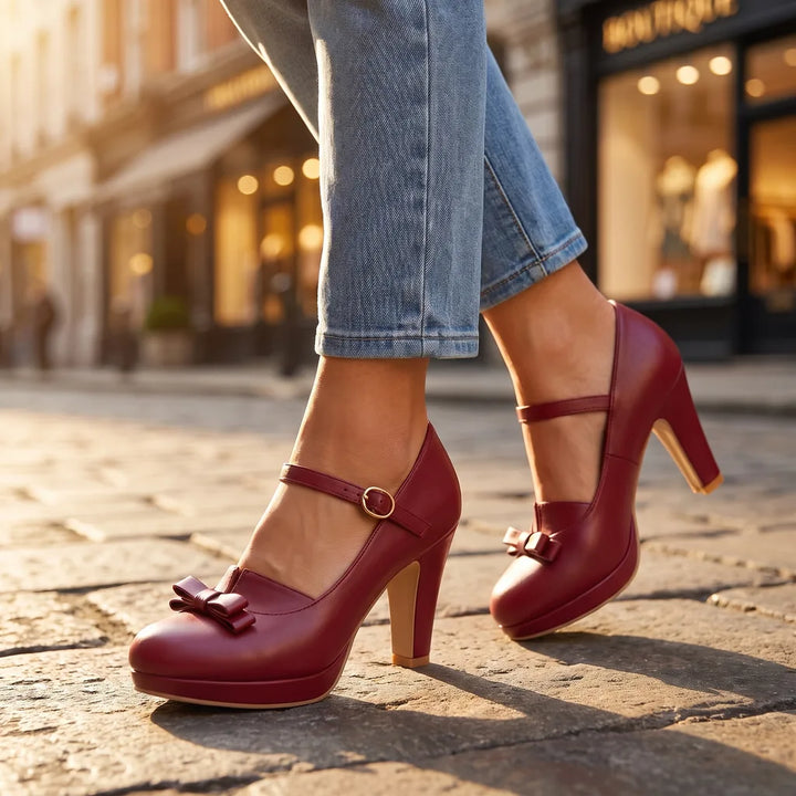 Women's Red Mollie Platform Mary Janes