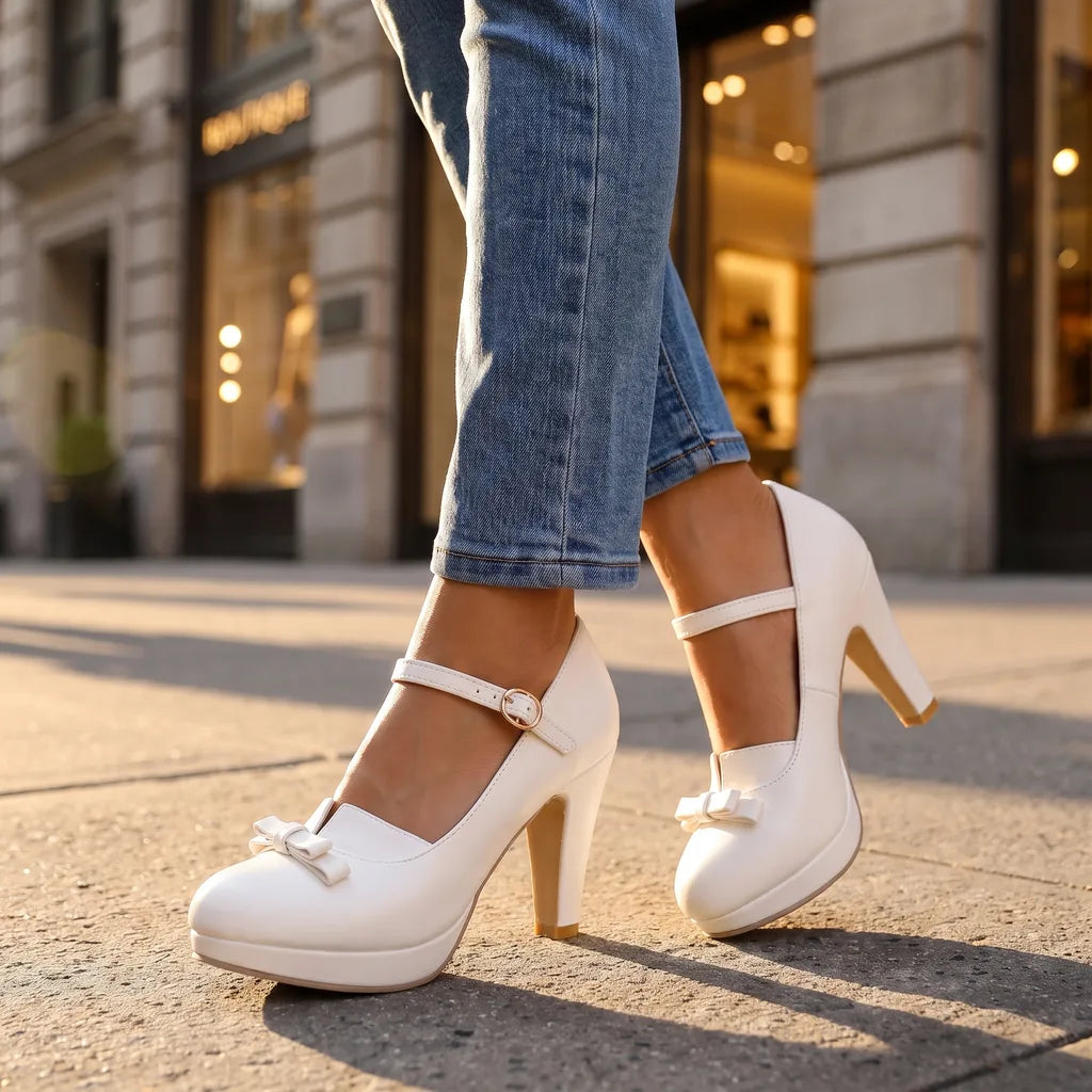 Women's White Mollie Platform Mary Janes