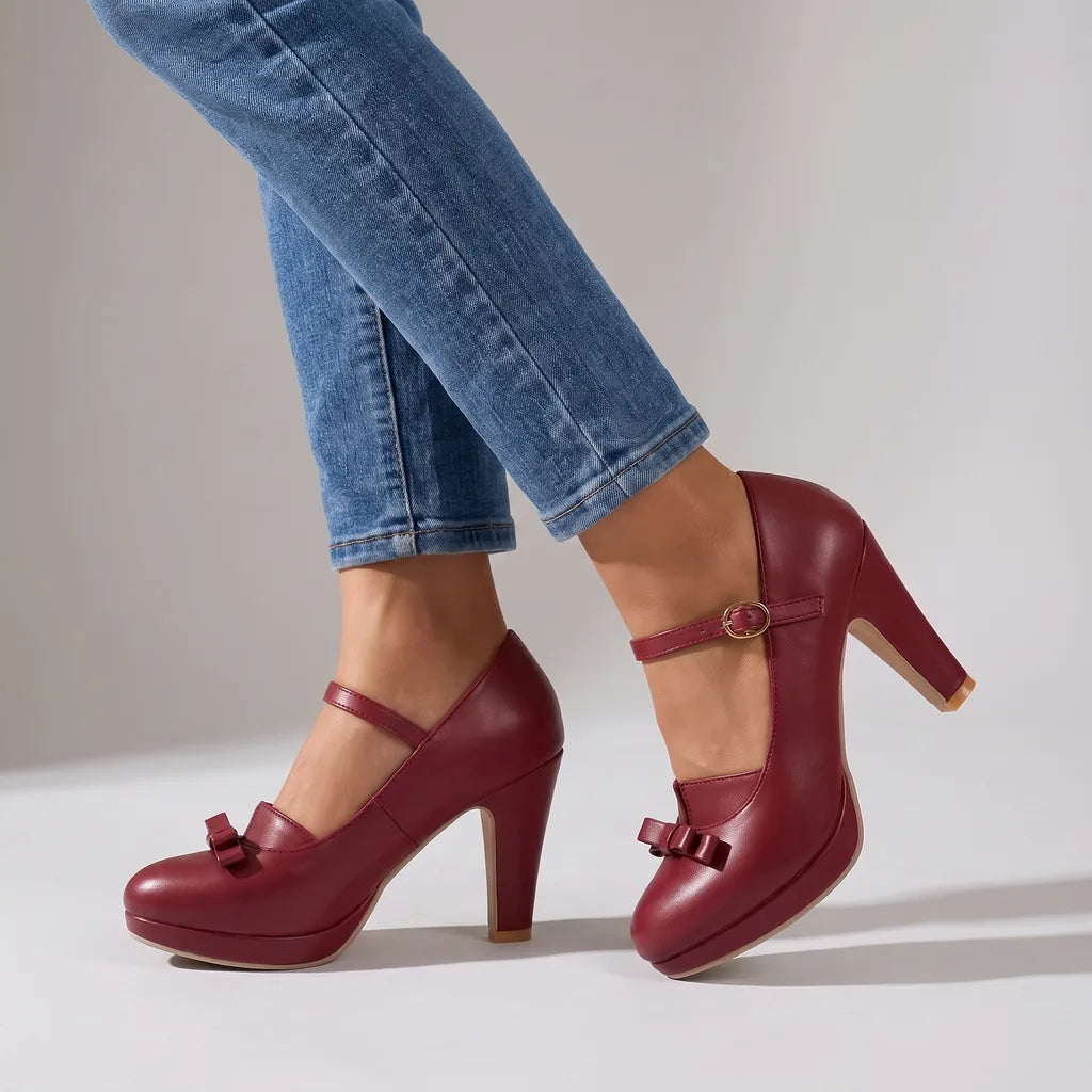 Ruby | Women's Mary Jane Heels - Color:Red;Size:35