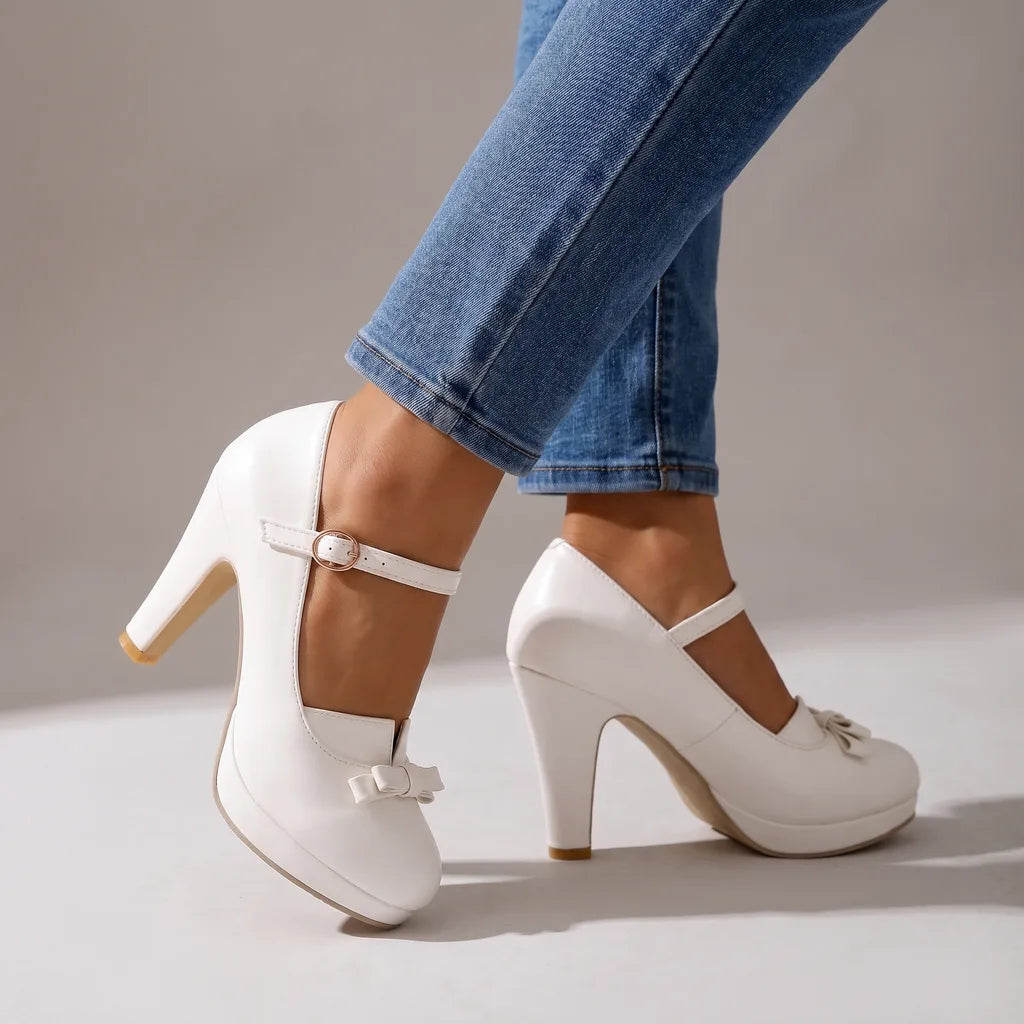 Ruby | Women's Mary Jane Heels - Color:White;Size:35