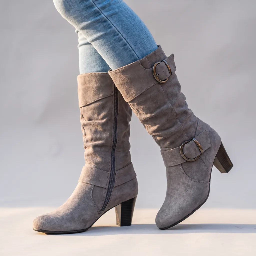 Ruby | Women's Orthopedic Buckle Boots  - Color:Gray;Size:36