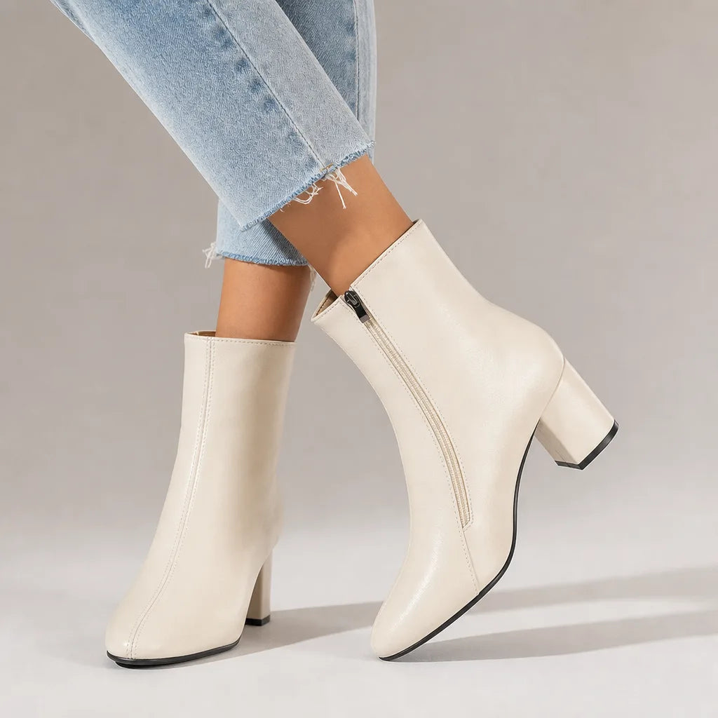 Sabine | Women's Fall Ankle Boots - Color:Beige;Size:35