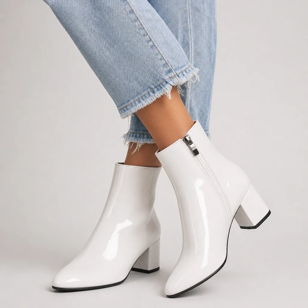 Women's White Montgomery Square Toe Boots