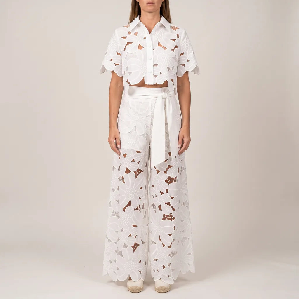 Sadie Cutout Pants Set - Color:White;Size:XXS