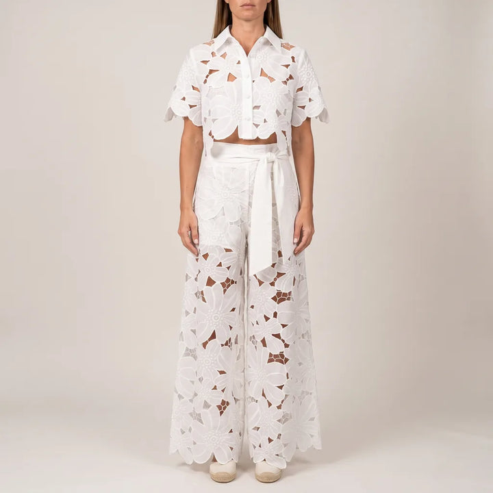 Sadie Cutout Pants Set - Color:White;Size:XXS