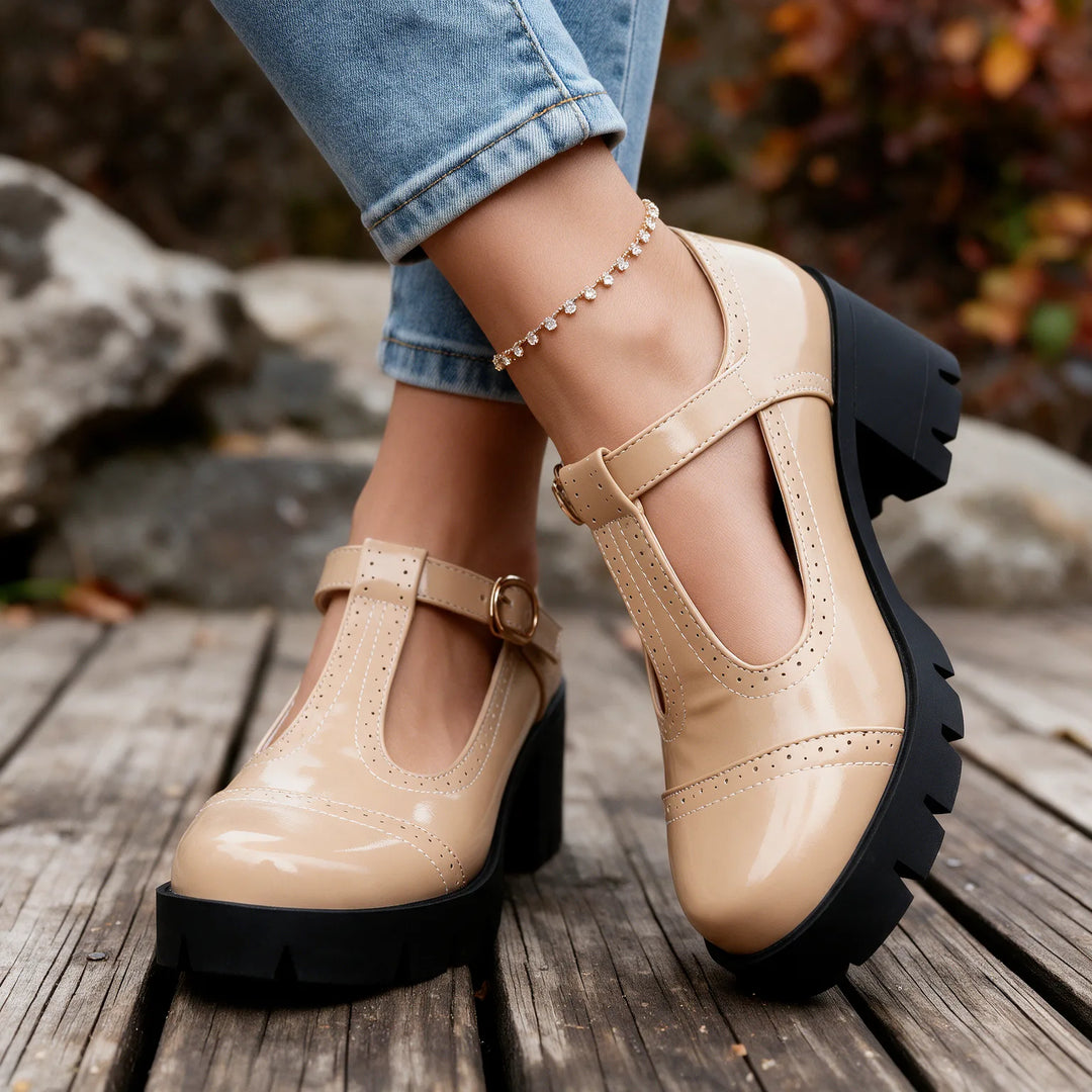 Sadie | Women's Orthopedic Mary Jane Heels - Color:Beige;Size:35