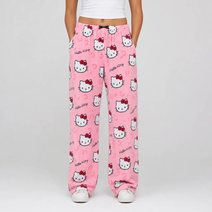 Sakura | Womens Plush Pajama Pants - Color:Pink;Size:XS