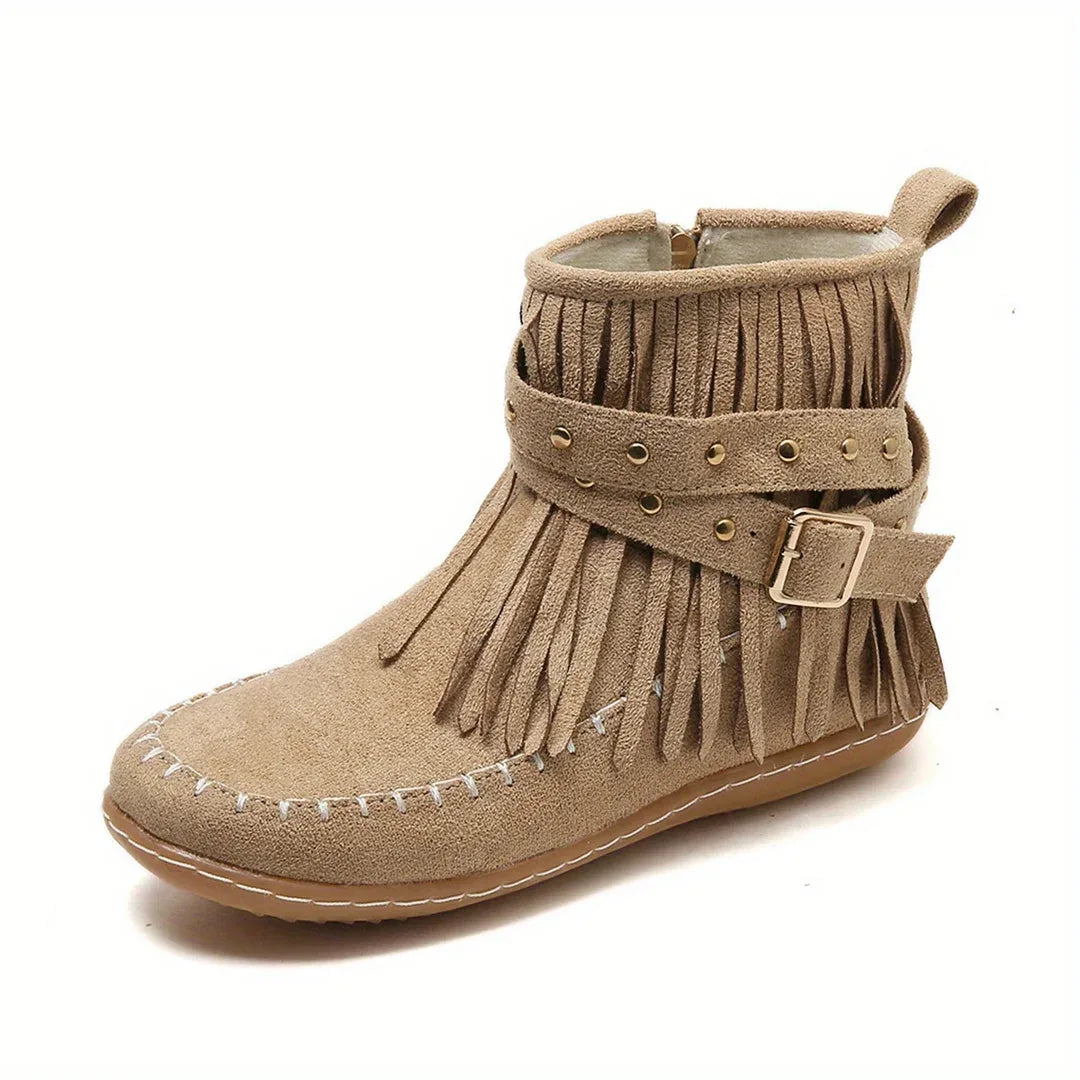 Women's Orthopedic Western Ankle Boots Beige1.webp