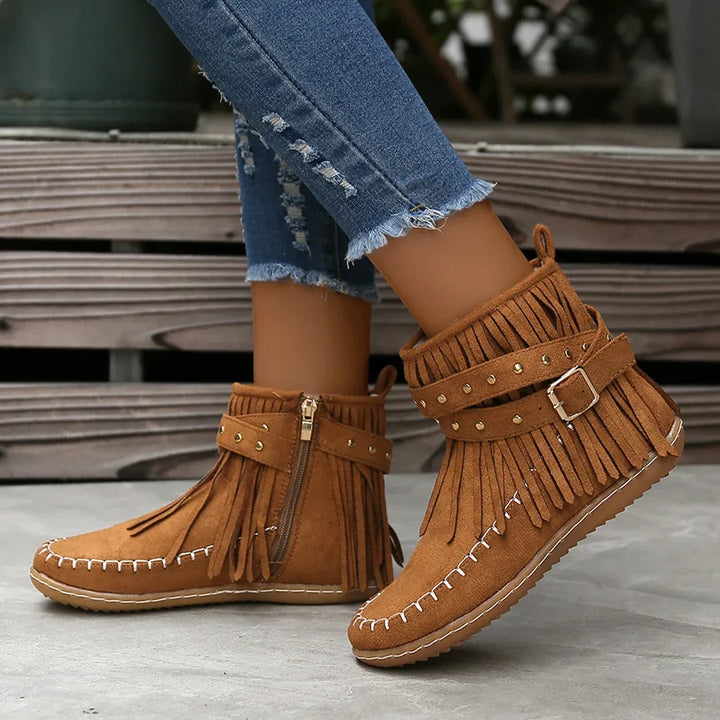 Women's Orthopedic Western Ankle Boots Brown1.webp