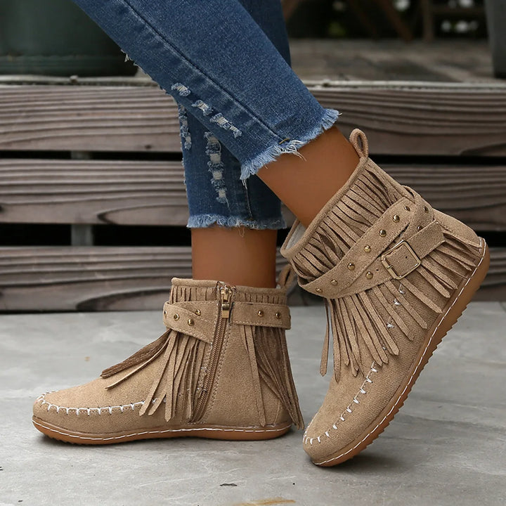 Samara | Women's Orthopedic Western Ankle Boots - Color:Off-White;Size:36