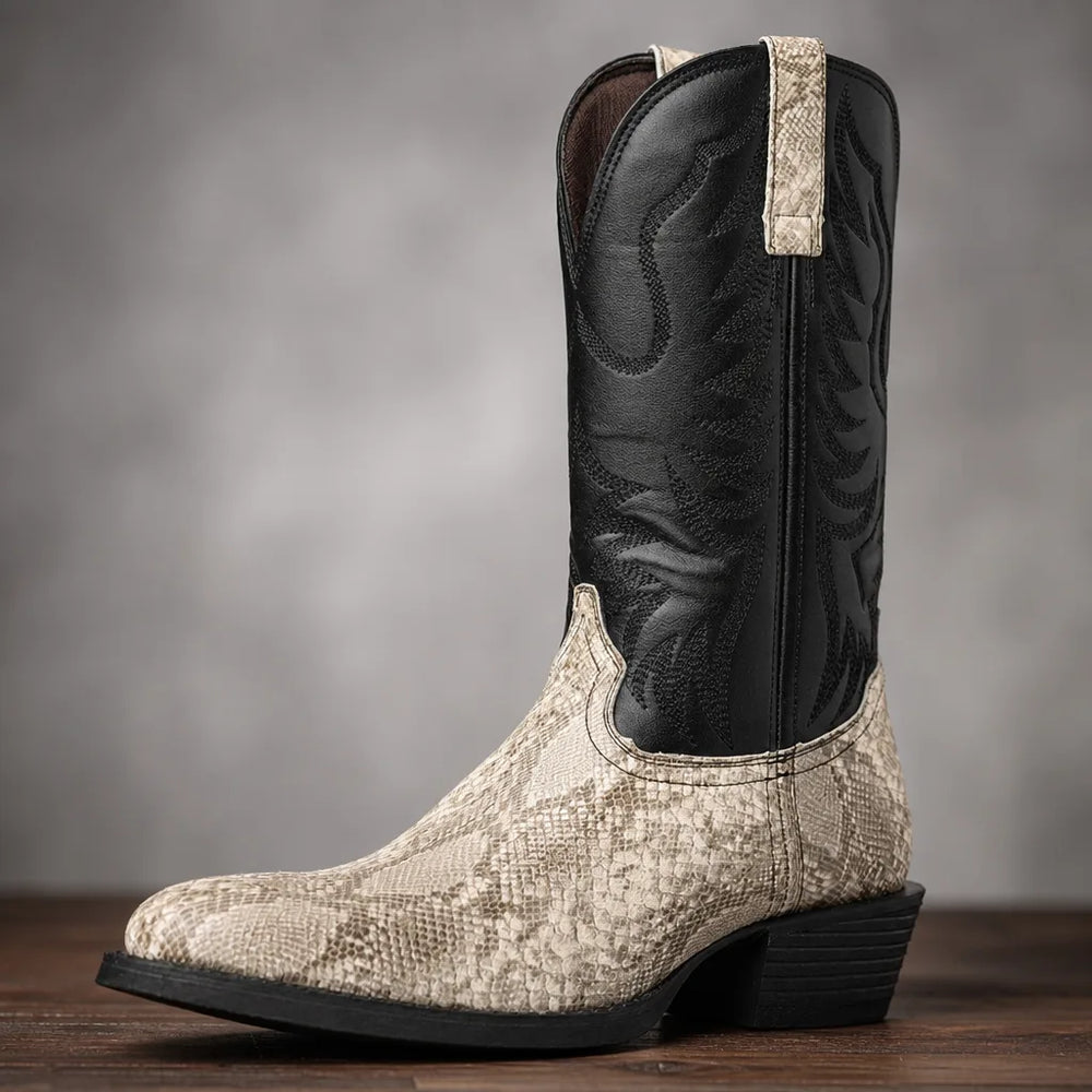 Samuel Pointed Western Boots - Color:Black;Size:41
