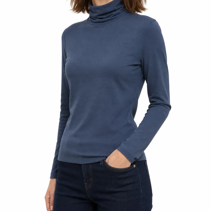 Women's Blue Clive Fleece Turtleneck Tee