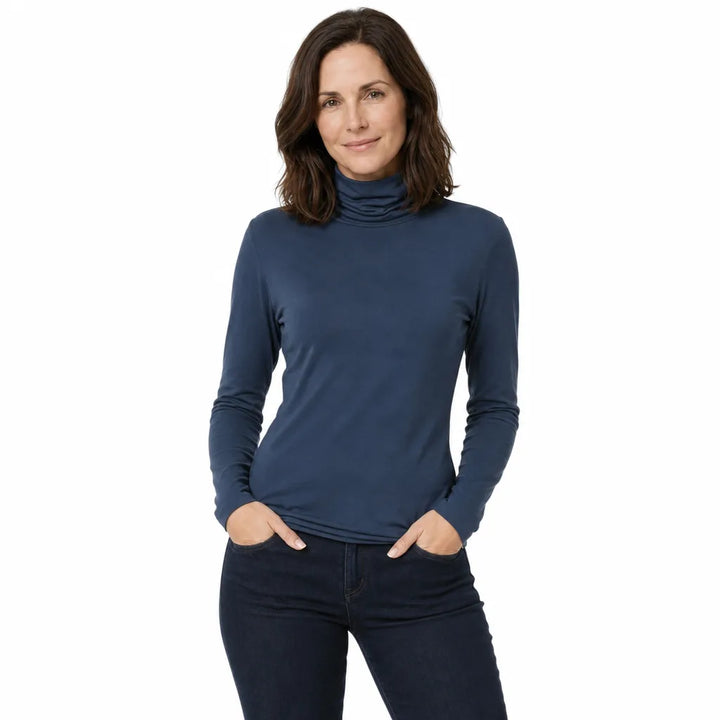 Women's Blue Clive Fleece Turtleneck Tee