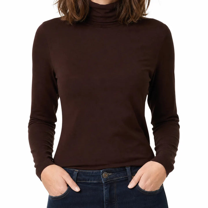 Saskia | Elegant Fall Turtleneck Top for Warmth - Color:Brown;Size:S