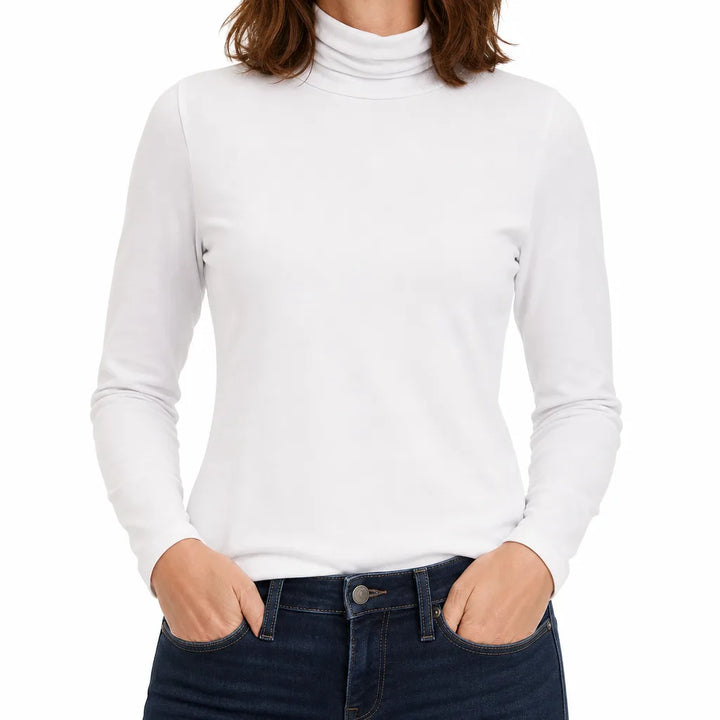 Saskia | Elegant Fall Turtleneck Top for Warmth - Color:White;Size:S