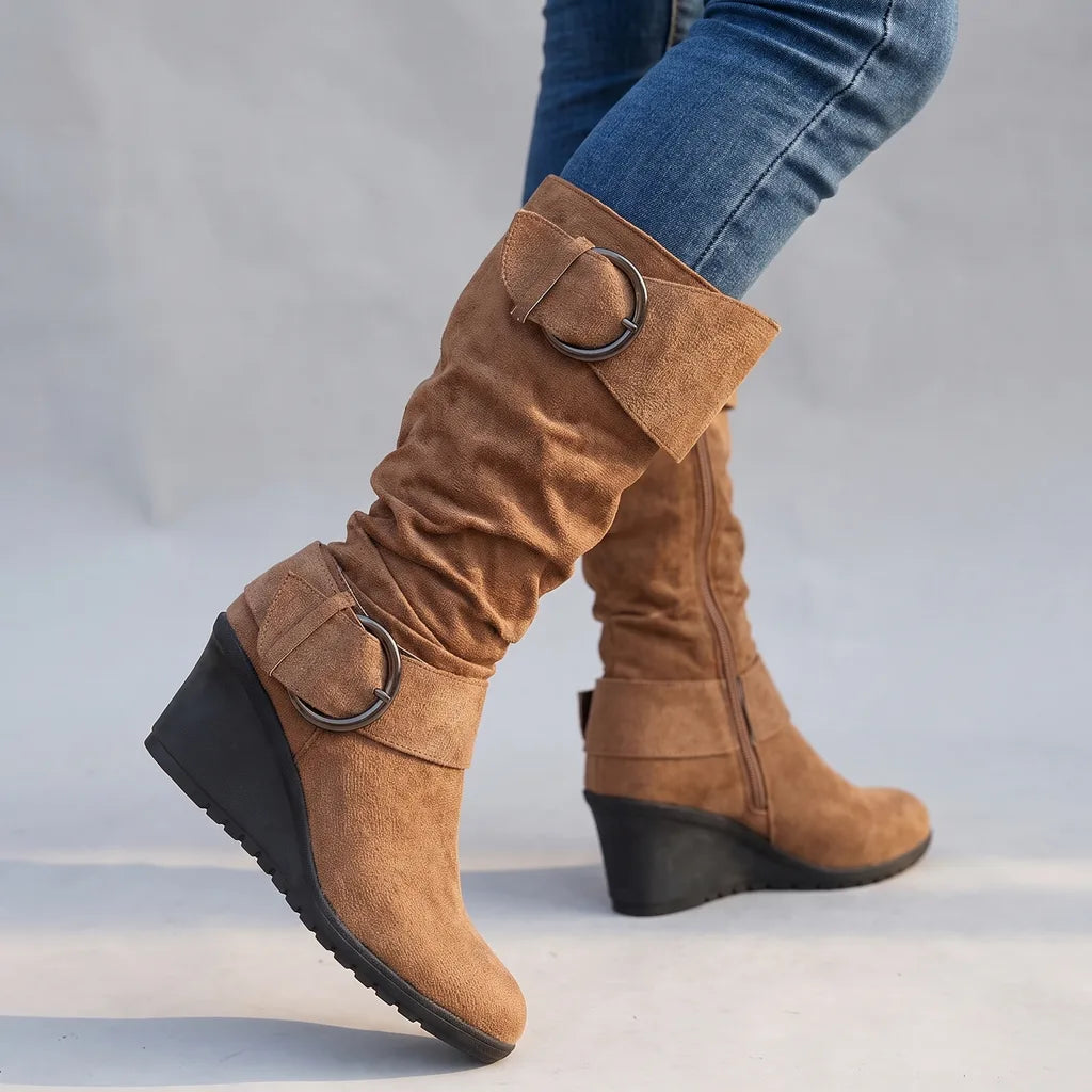 Saskia | Women's Orthopedic Wedge Boots - Color:Brown;Size:36