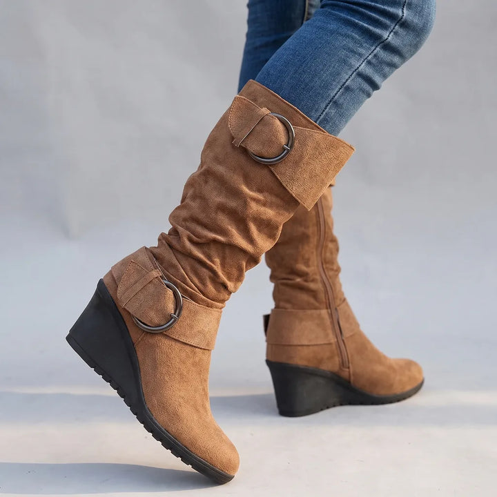 Saskia | Women's Orthopedic Wedge Boots - Color:Brown;Size:36