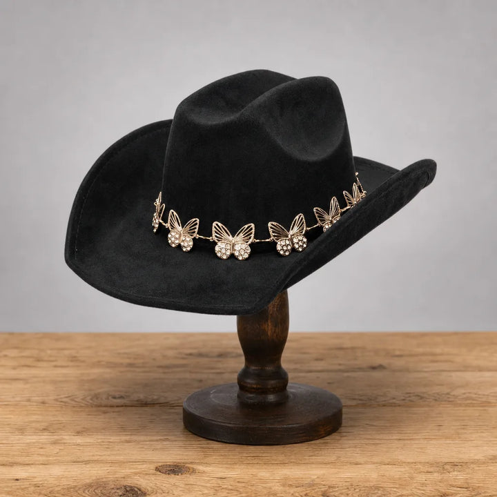 Savannah Butterfly Fedora - Color:Black