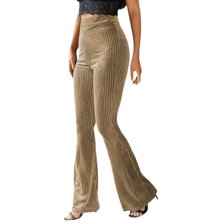 Savannah | Women's Corduroy High Waist Flare Pants - Size:XS;Color:Apricot