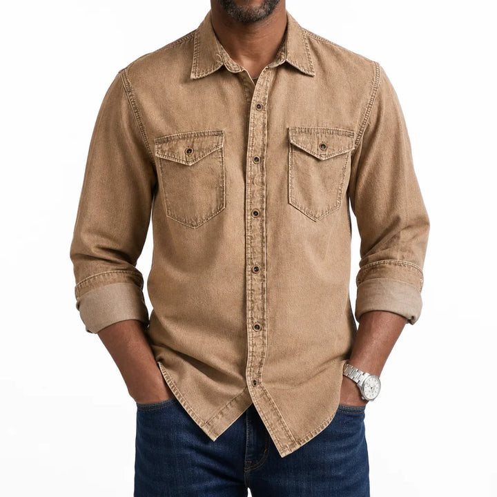 Sawyer | Men's Fall Denim Shirt - Color:Beige;Size:XS