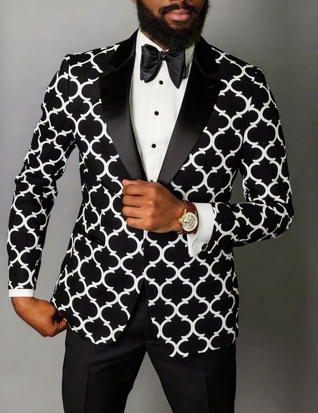 Saxon | Men's Checkered Single Breasted jacket - Size:XS;Color:Black