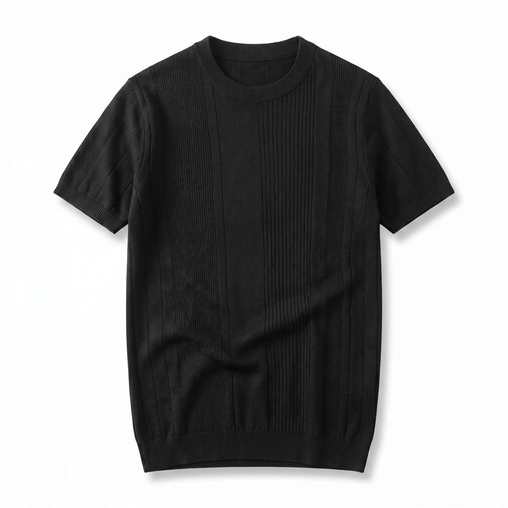 Sayer Ribbed Knit Tee - Color:Black;Size:S