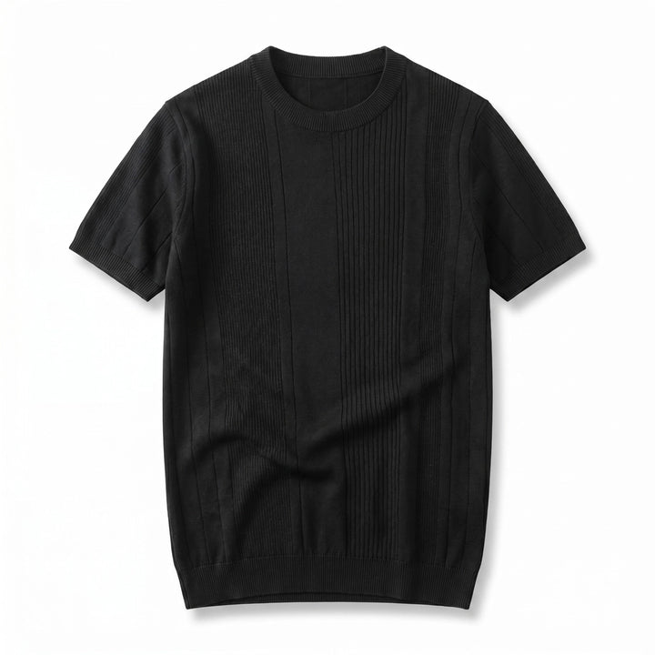 Sayer Ribbed Knit Tee - Color:Black;Size:S
