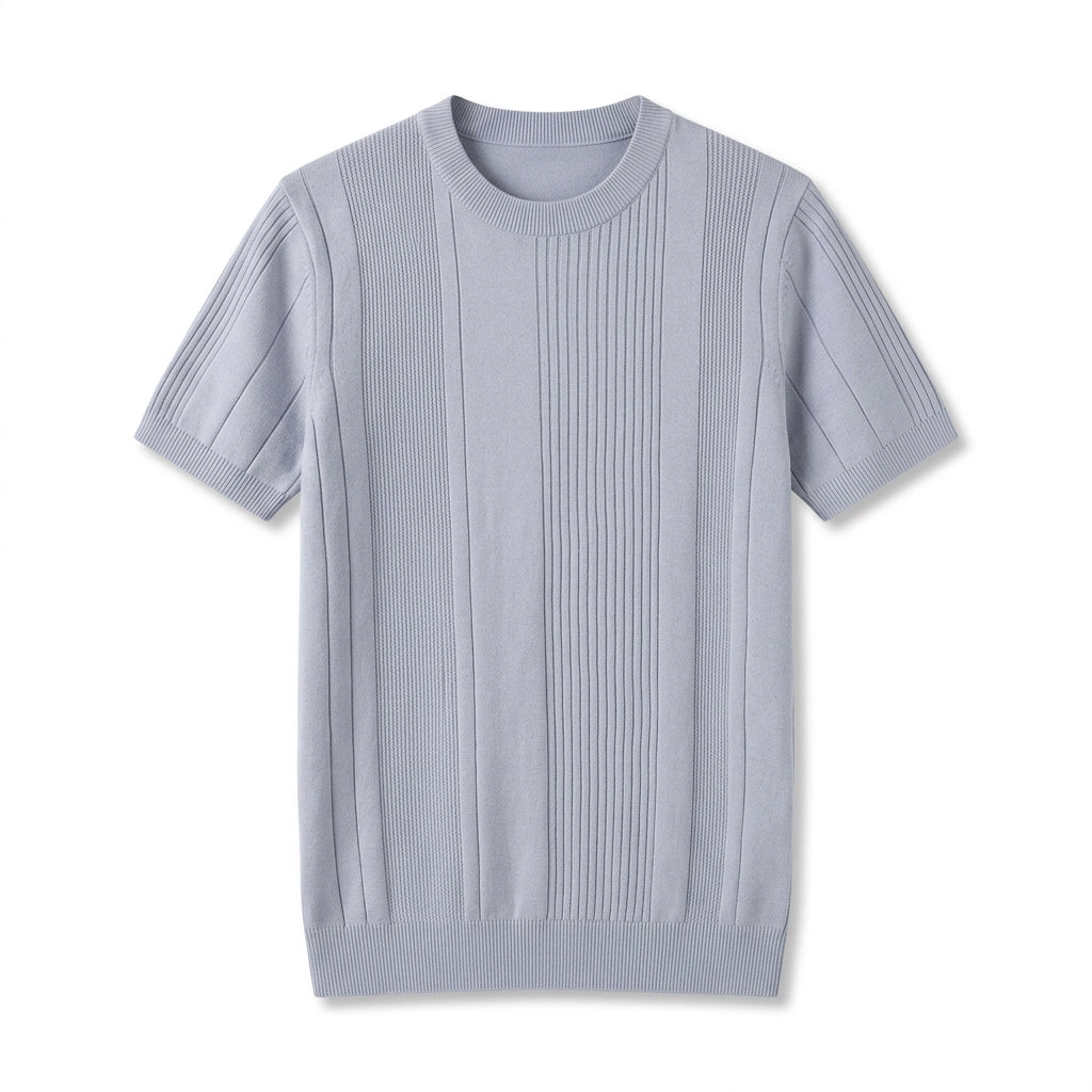Sayer Ribbed Knit Tee - Color:Gray;Size:S