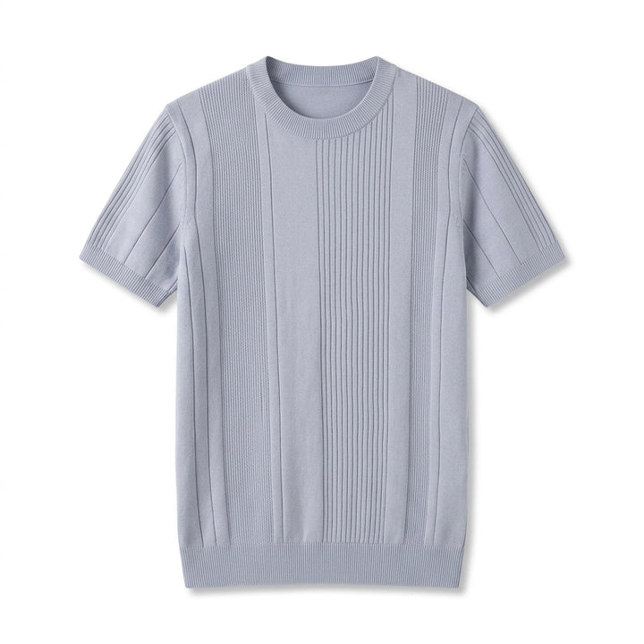 Sayer Ribbed Knit Tee - Color:Gray;Size:S
