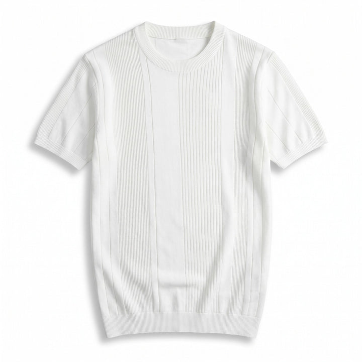 Sayer Ribbed Knit Tee - Color:Off-white;Size:S