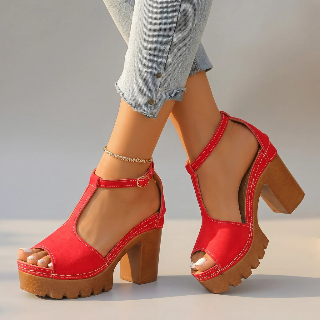 Scarlet Platform Sandals - Color:Red;Size:35