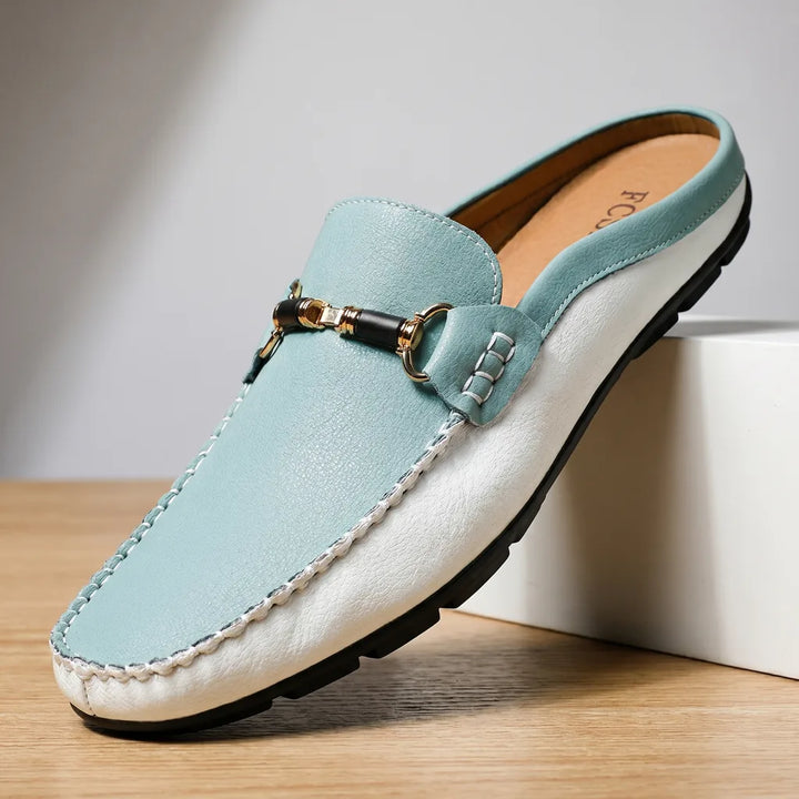 Blue Finley Reed Slip-On Mules 3