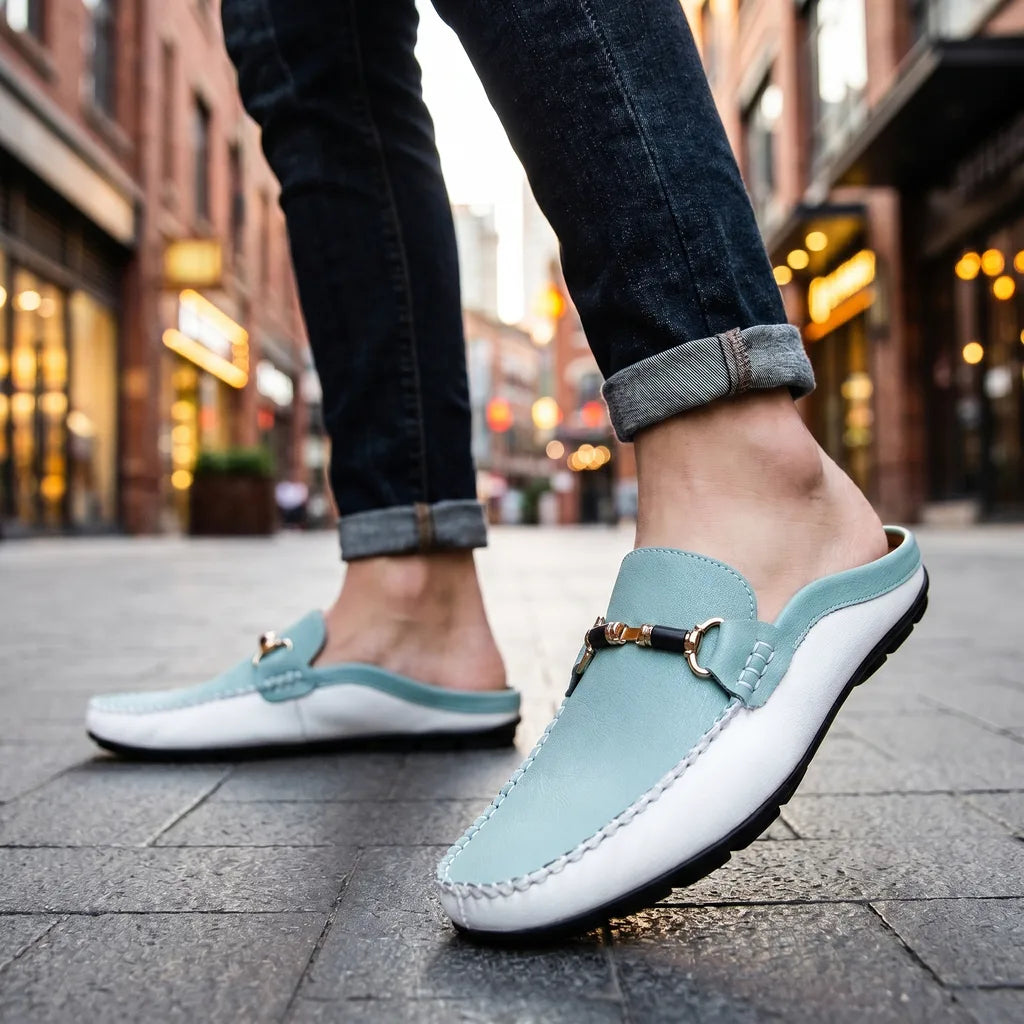 Blue Finley Reed Slip-On Mules 1