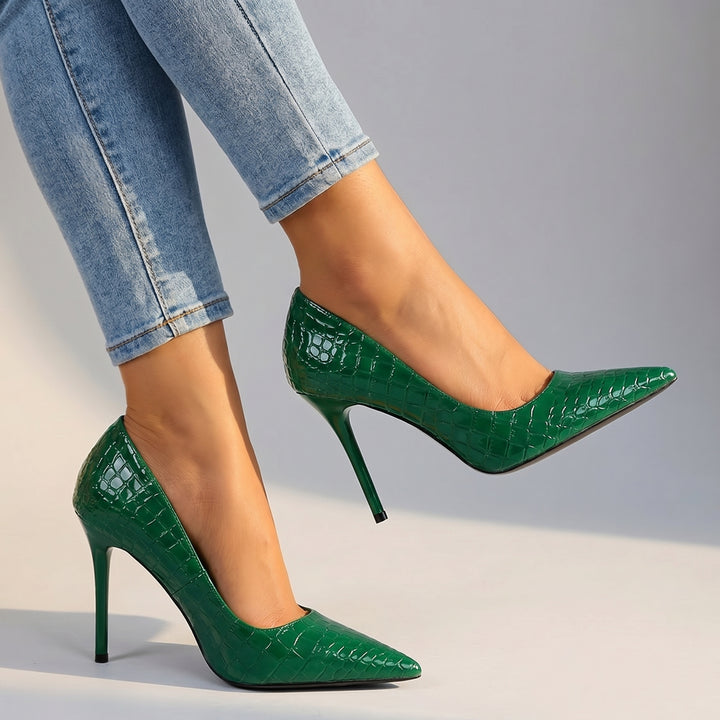 Selene Croc Pumps - Color:Green;Size:35
