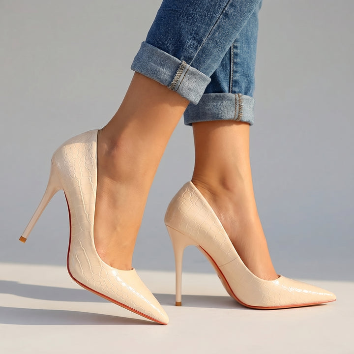 Selene Croc Pumps - Color:White;Size:35