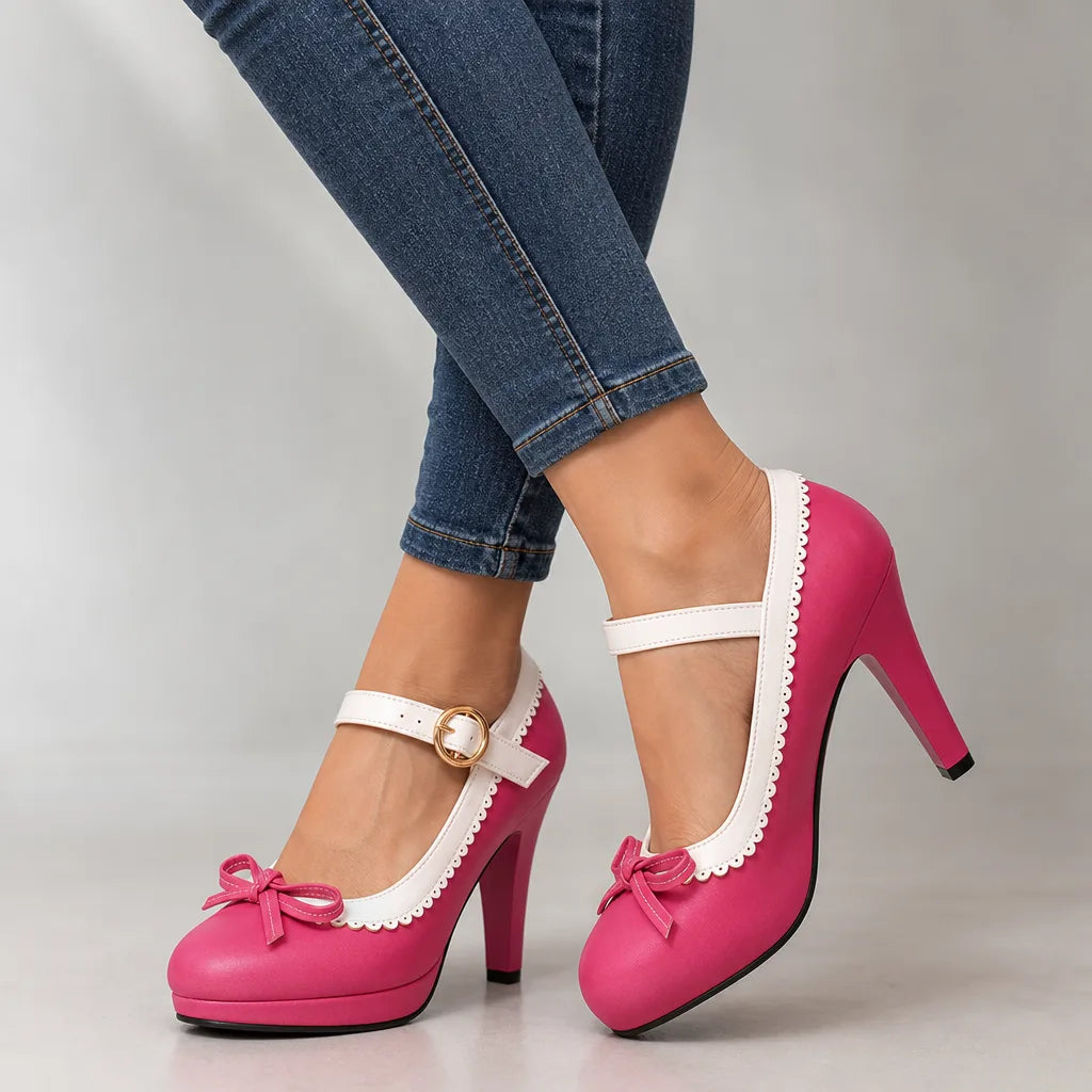 Women's Pink Seraphina | Women's Orthopedic Bow Mary Jane Heels