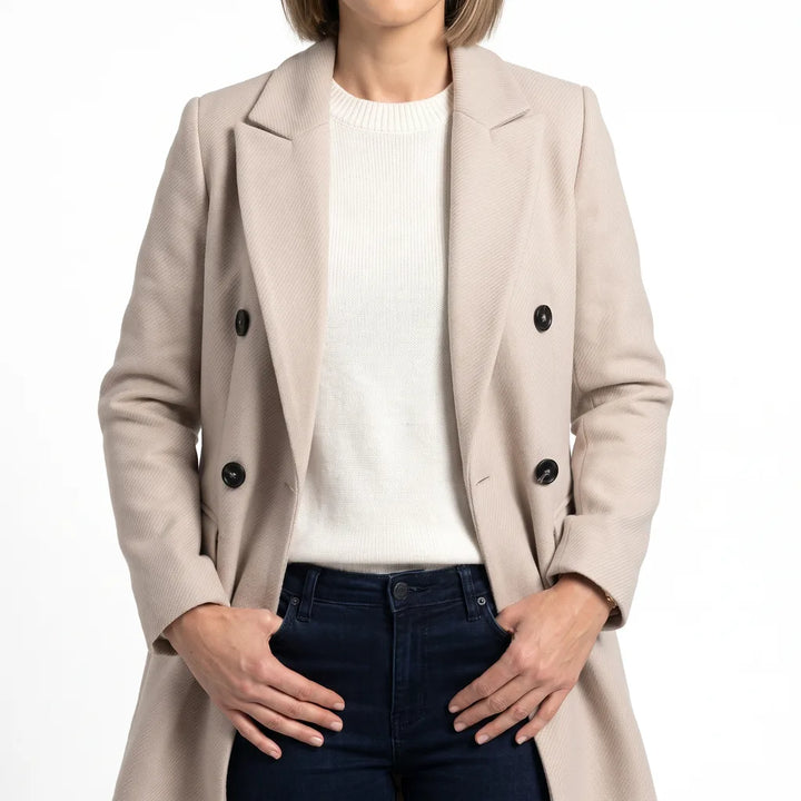 Seraphine | Women's Long Oversized Trench Coat - Color:Beige;Size:XS