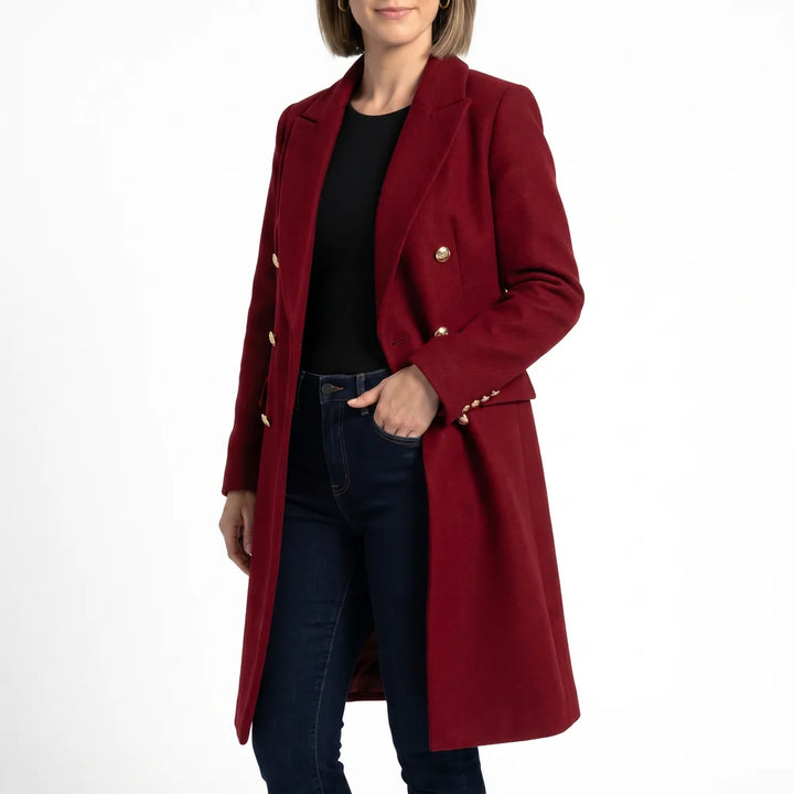 Women's Red Langston Cropped Pea Coat