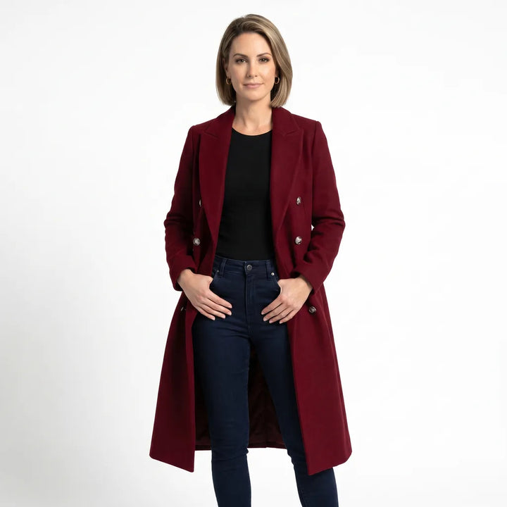 Women's Red Langston Cropped Pea Coat