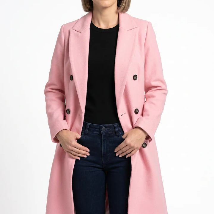 Seraphine | Women's Long Oversized Trench Coat - Color:Pink;Size:XS
