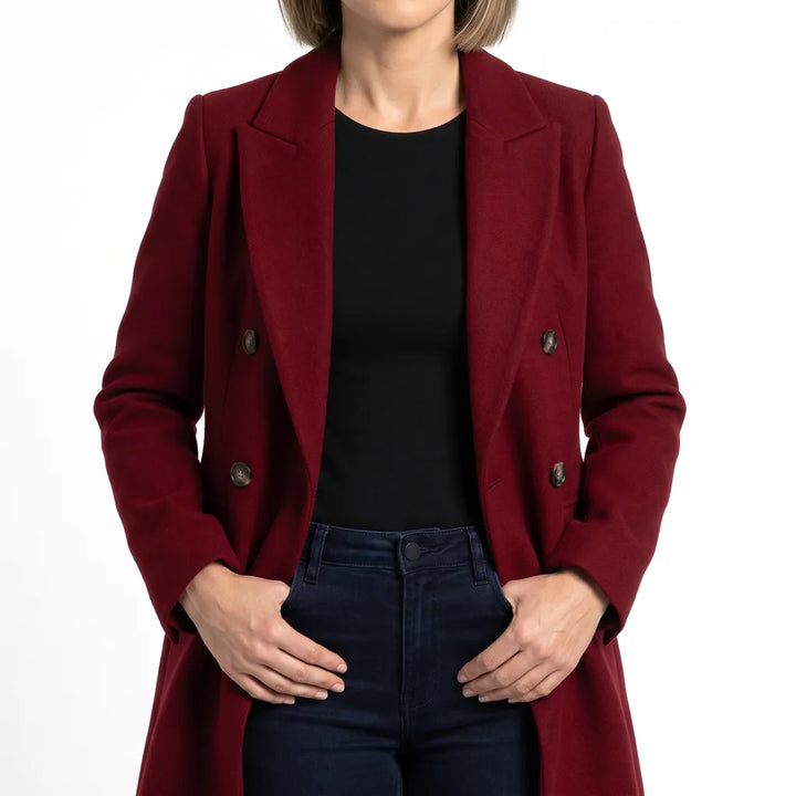 Seraphine | Women's Long Oversized Trench Coat - Color:Red;Size:XS