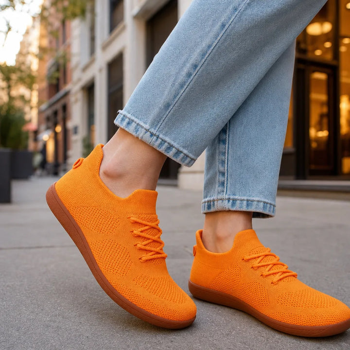 Women's Orange Dalton Wide Toe Sneakers